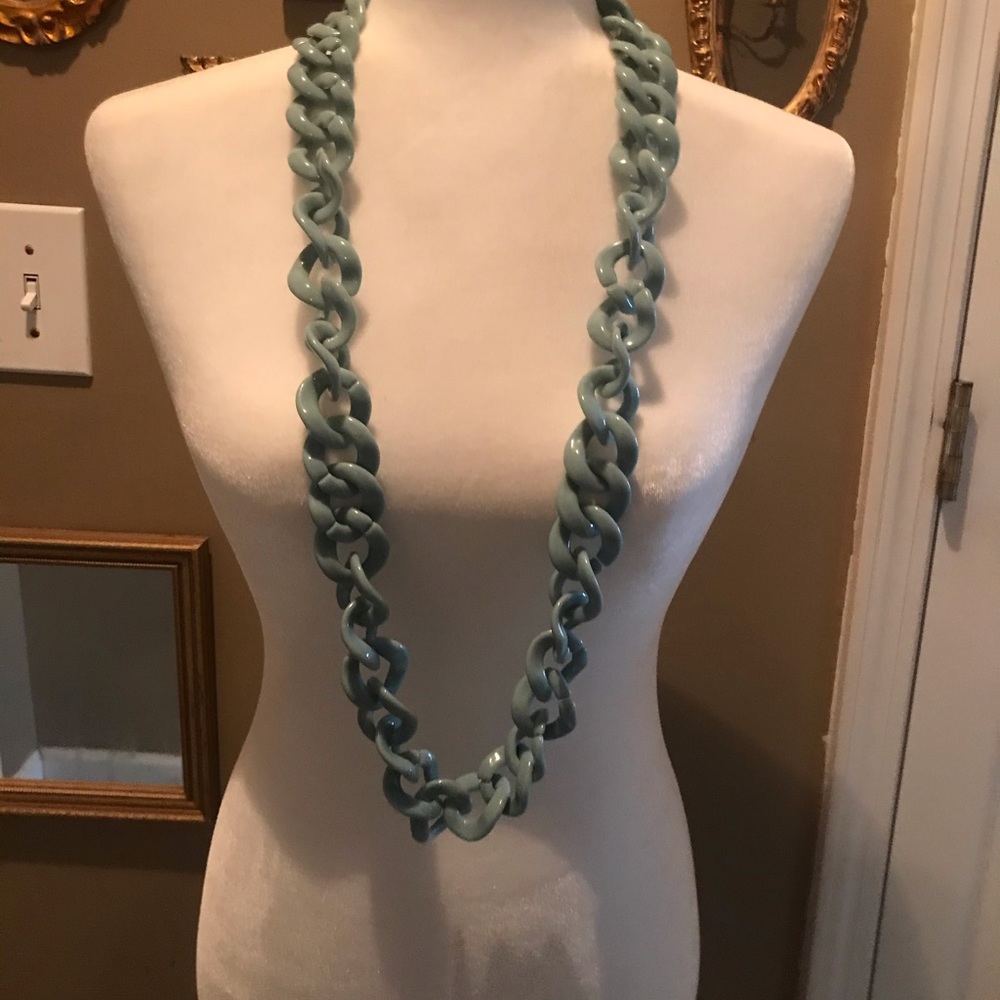 Chunky fun blue necklace , about 34 inches long